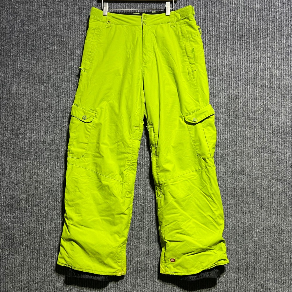 Quiksilver Snow Pants Youth 14 Neon Green Quiktech 5000mm Cargo Ski Snowboard